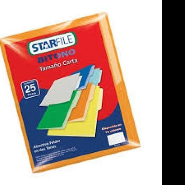 FOLDER BITONO CTA. STARFILE NARANJA PAQ.C25 C.20